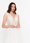 Sleeveless Maxi Tulle A - Line Regular Prom Dress aln1881 - Prom Dress - Istanbul Fashion Center