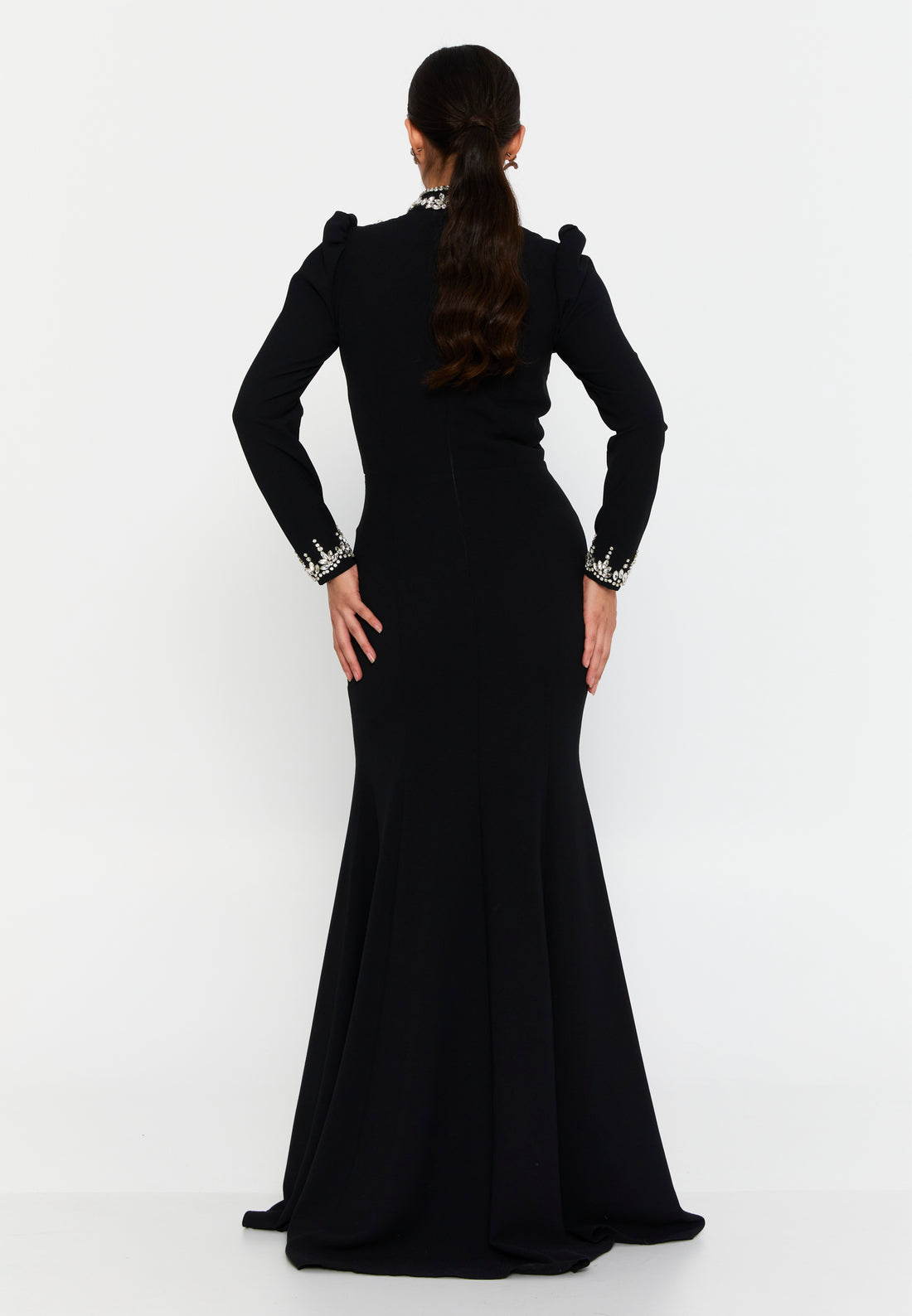 Long Sleeve Maxi Viscose Column Regular Wedding Guest Dress see10185