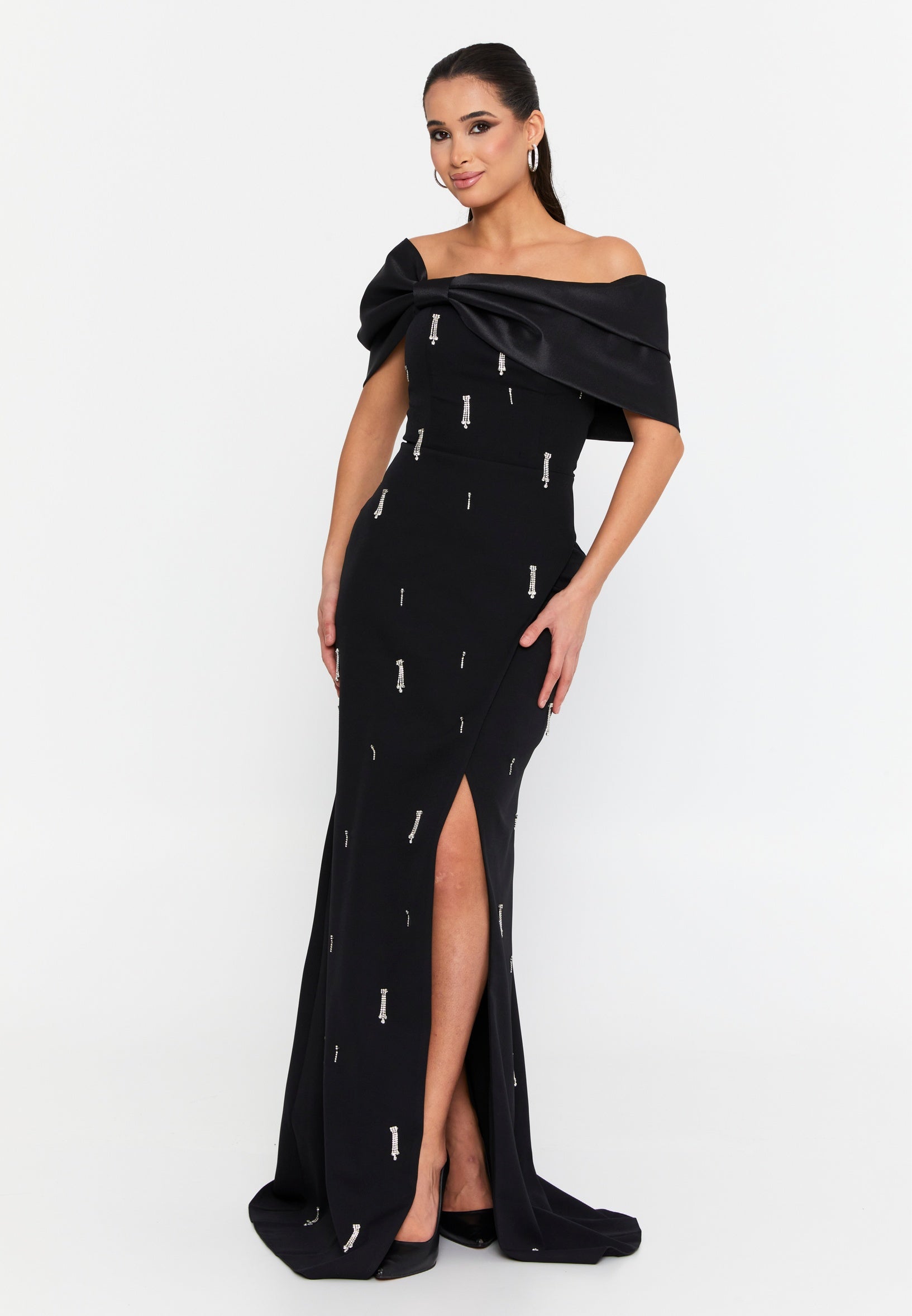 Off Shoulder Maxi Viscose Mermaid Regular Wedding Guest Dress hot5135 - Wedding Guest Dress - Istanbul Fashion Center