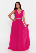 Sleeveless Maxi Chiffon Column Regular Wedding Guest Dress fvl6036 - Wedding Guest Dress - Istanbul Fashion Center