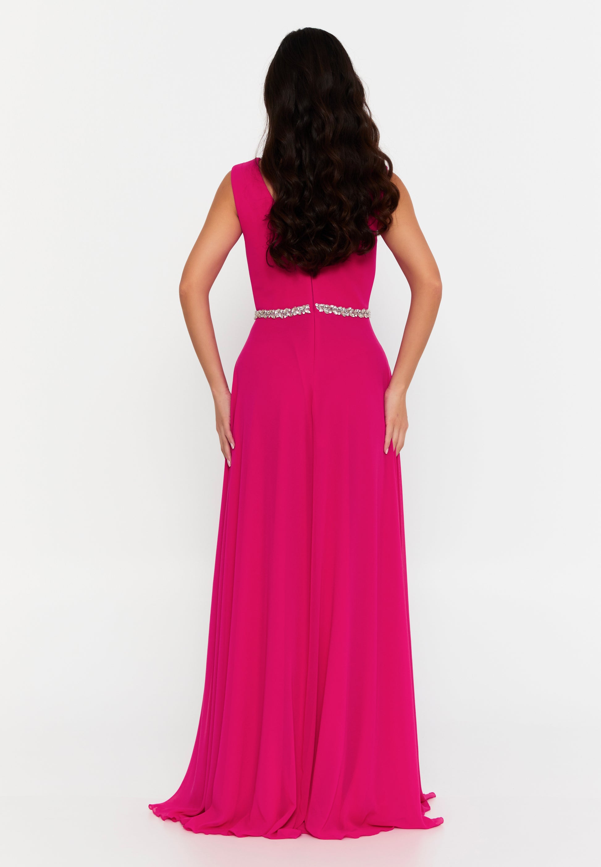 Sleeveless Maxi Chiffon Column Regular Wedding Guest Dress fvl6036 - Wedding Guest Dress - Istanbul Fashion Center