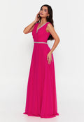 Sleeveless Maxi Chiffon Column Regular Wedding Guest Dress fvl6036 - Wedding Guest Dress - Istanbul Fashion Center