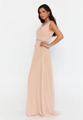 Sleeveless Maxi Chiffon Column Regular Wedding Guest Dress fvl6036 - Wedding Guest Dress - Istanbul Fashion Center