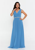 Sleeveless Maxi Chiffon Column Regular Wedding Guest Dress fvl6036 - Wedding Guest Dress - Istanbul Fashion Center