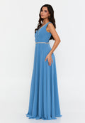 Sleeveless Maxi Chiffon Column Regular Wedding Guest Dress fvl6036 - Wedding Guest Dress - Istanbul Fashion Center