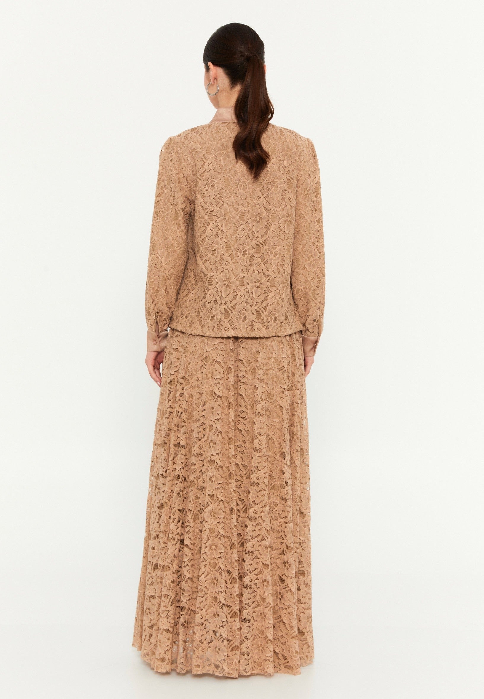 Long Sleeve Lace Solid Color Regular Two-Piece Outfit shs3168 - Two-Piece Outfit - Istanbul Fashion Center