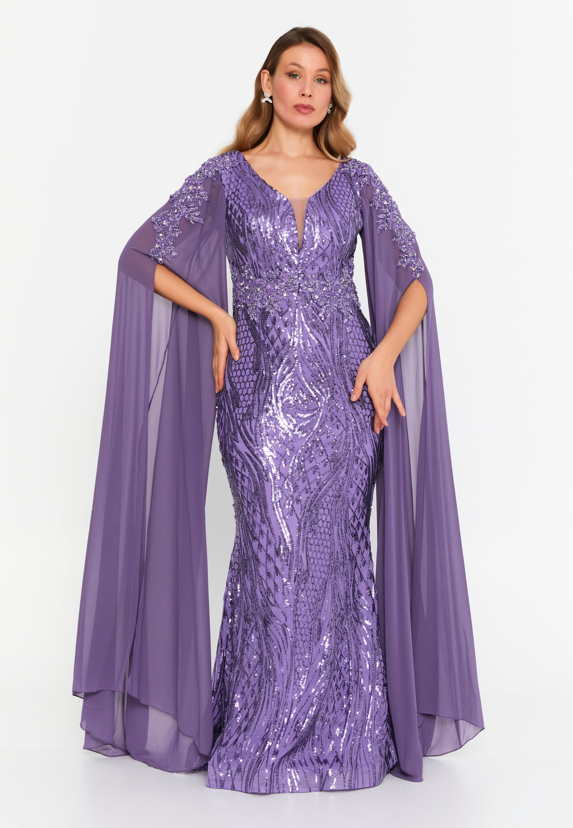 Mid-Length Maxi Tulle Mermaid Plus Size Wedding Guest Dress lns5206 - Wedding Guest Dress - Istanbul Fashion Center