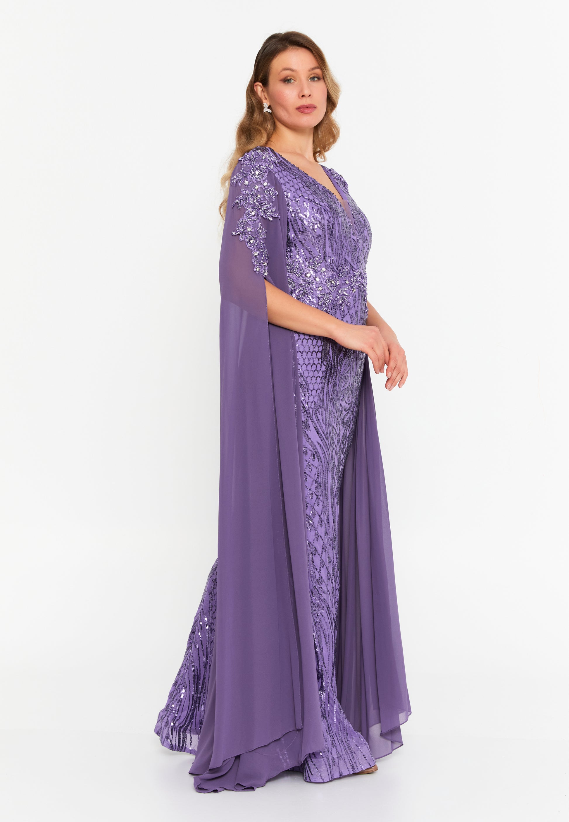 Mid-Length Maxi Tulle Mermaid Plus Size Wedding Guest Dress lns5206 - Wedding Guest Dress - Istanbul Fashion Center