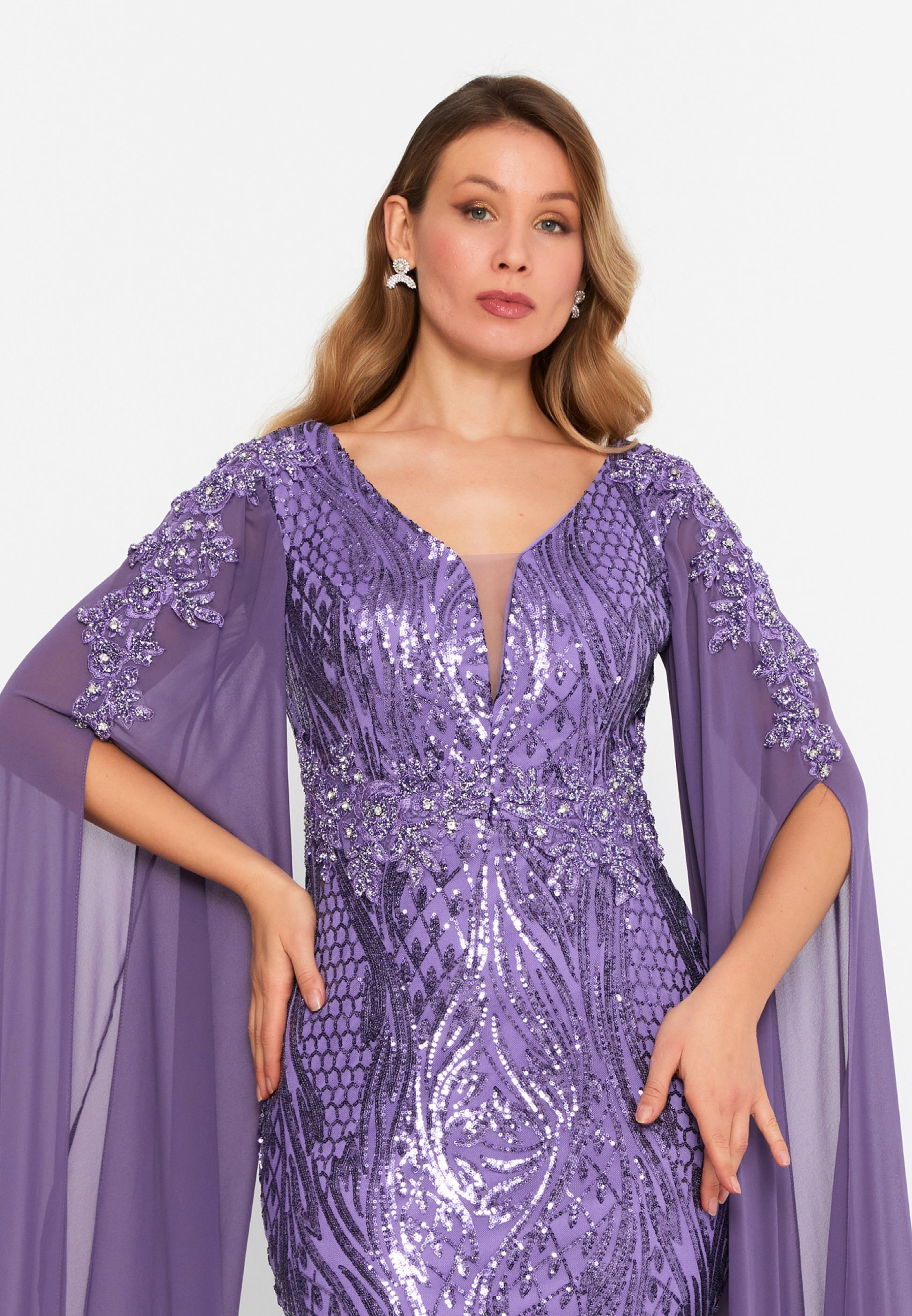 Mid-Length Maxi Tulle Mermaid Plus Size Wedding Guest Dress lns5206 - Wedding Guest Dress - Istanbul Fashion Center