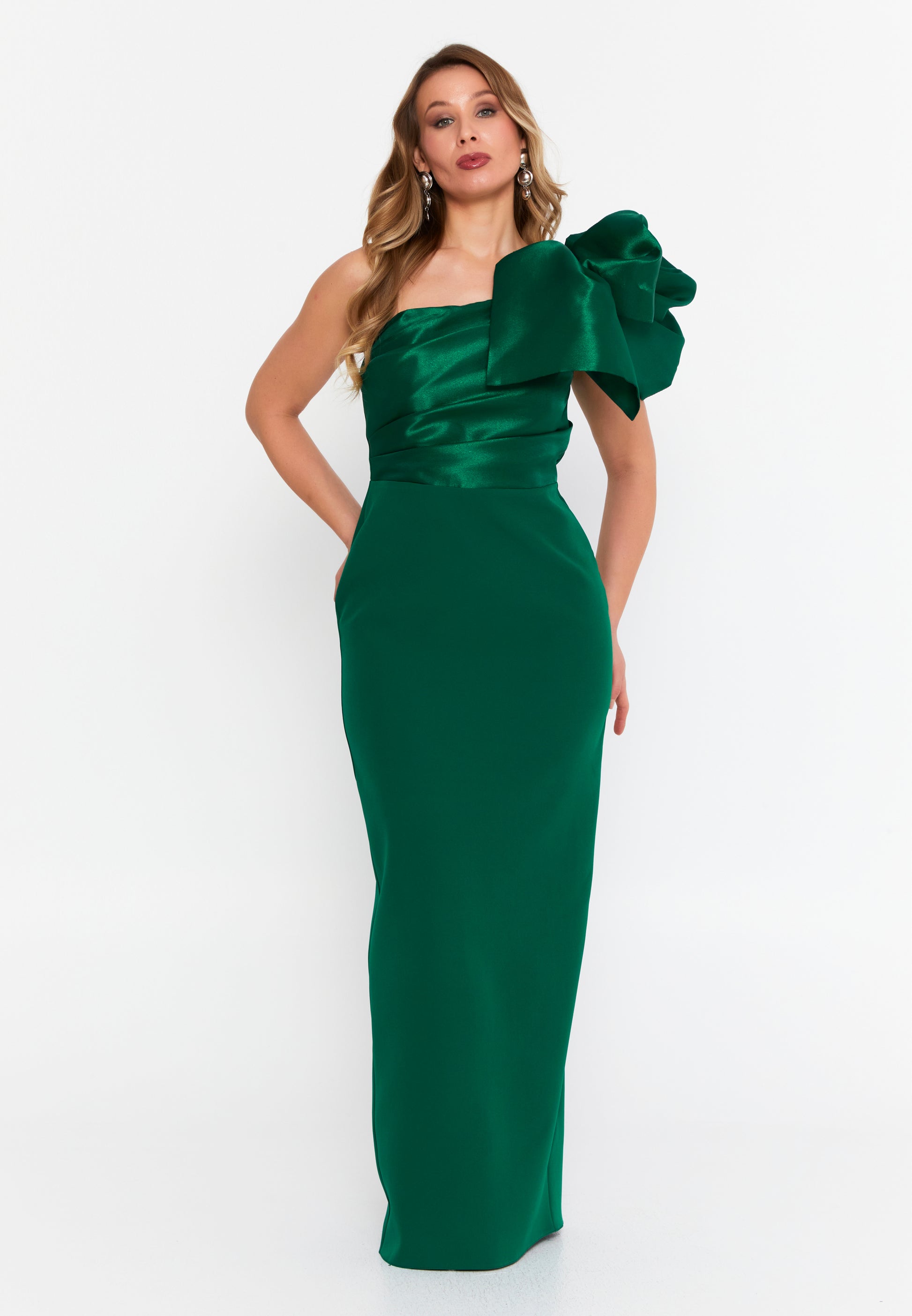 One Shoulder Maxi Crepe Column Plus Size Wedding Guest Dress hot9720 - Wedding Guest Dress - Istanbul Fashion Center