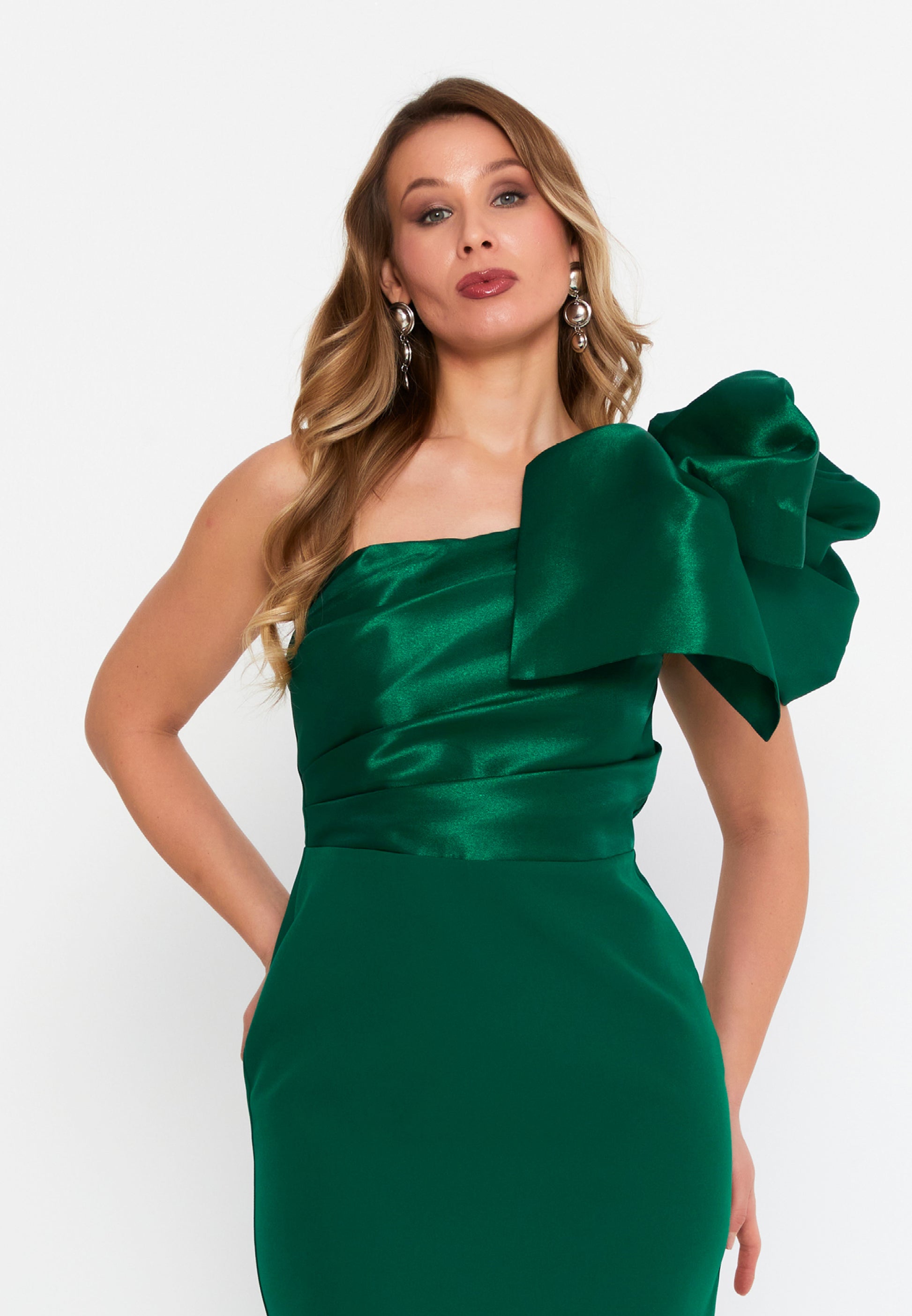 One Shoulder Maxi Crepe Column Plus Size Wedding Guest Dress hot9720 - Wedding Guest Dress - Istanbul Fashion Center