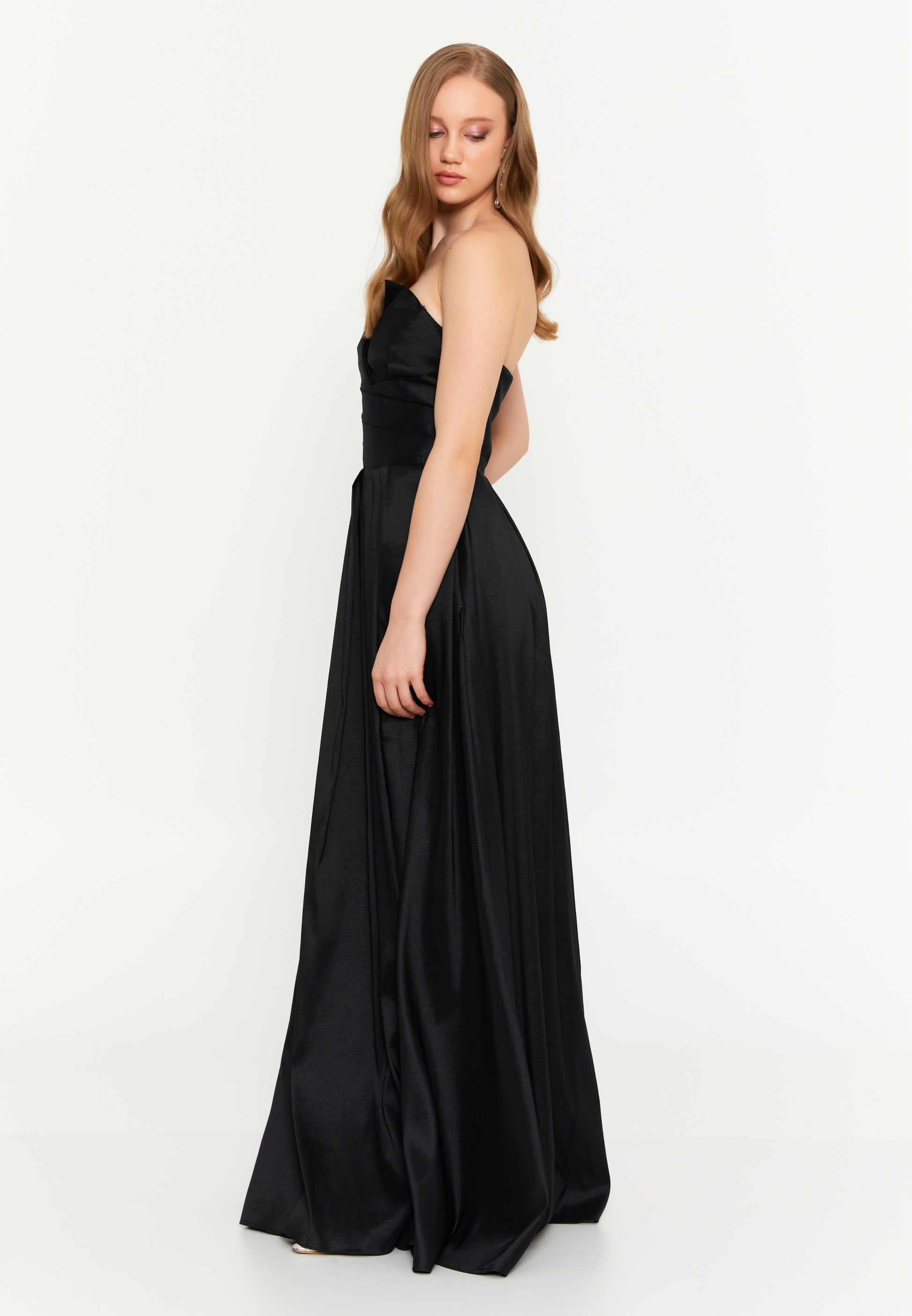 Strapless Maxi Polyester Column Regular Wedding Guest Dress ale2347 - Wedding Guest Dress - Istanbul Fashion Center