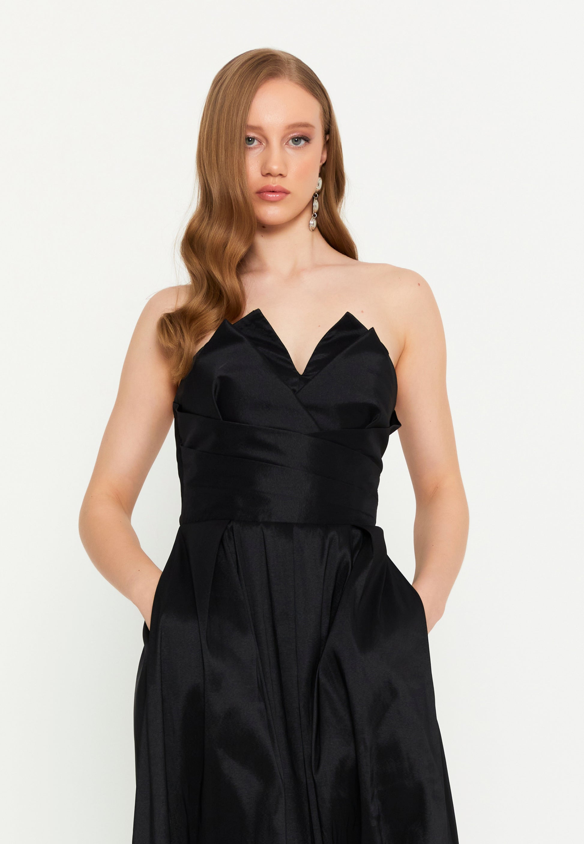 Strapless Maxi Polyester Column Regular Wedding Guest Dress ale2347 - Wedding Guest Dress - Istanbul Fashion Center