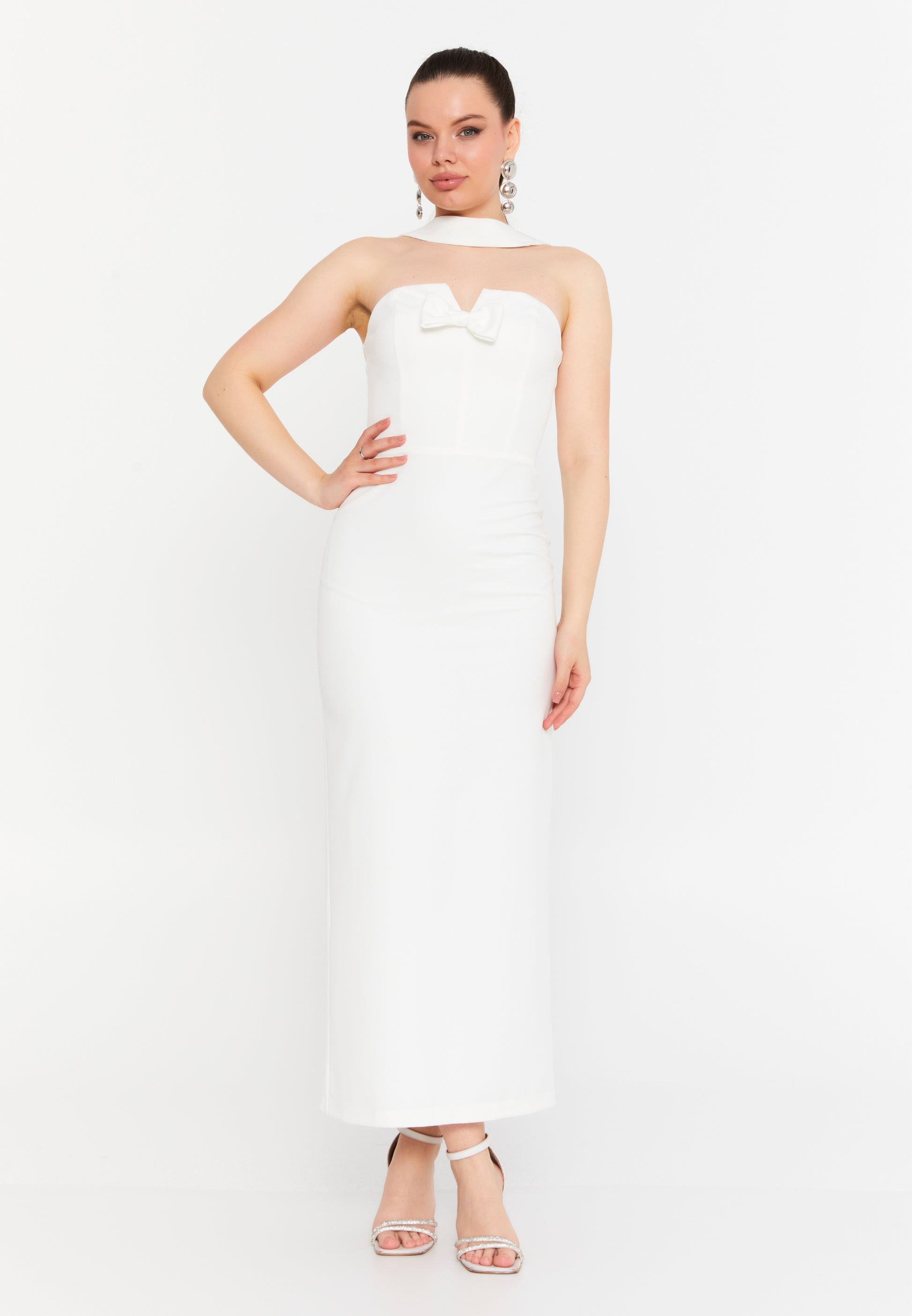 Sleeveless Maxi Viscose Column Regular Evening Dress ale2380 - Evening Dress - Istanbul Fashion Center