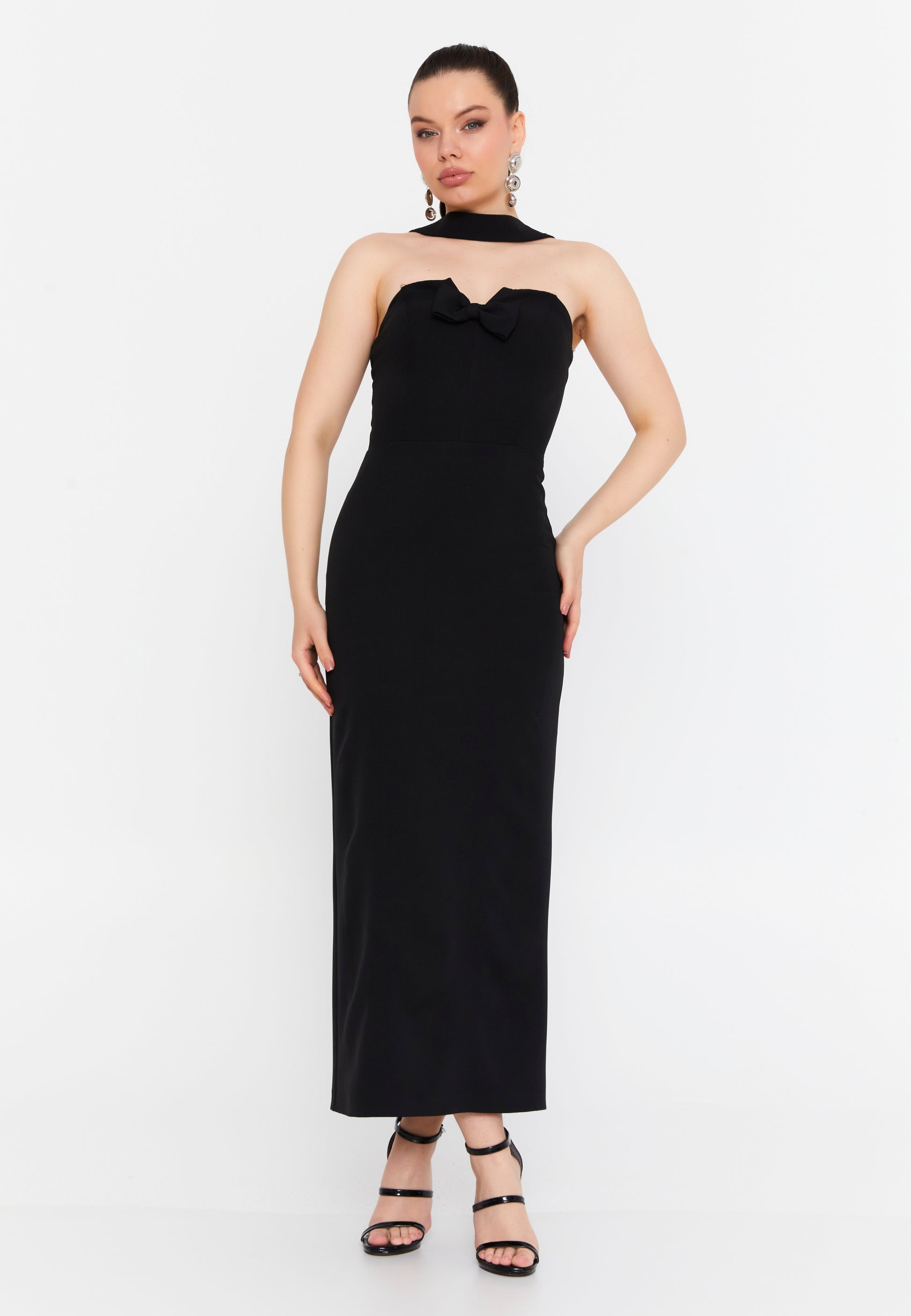 Sleeveless Maxi Viscose Column Regular Evening Dress ale2380 - Evening Dress - Istanbul Fashion Center