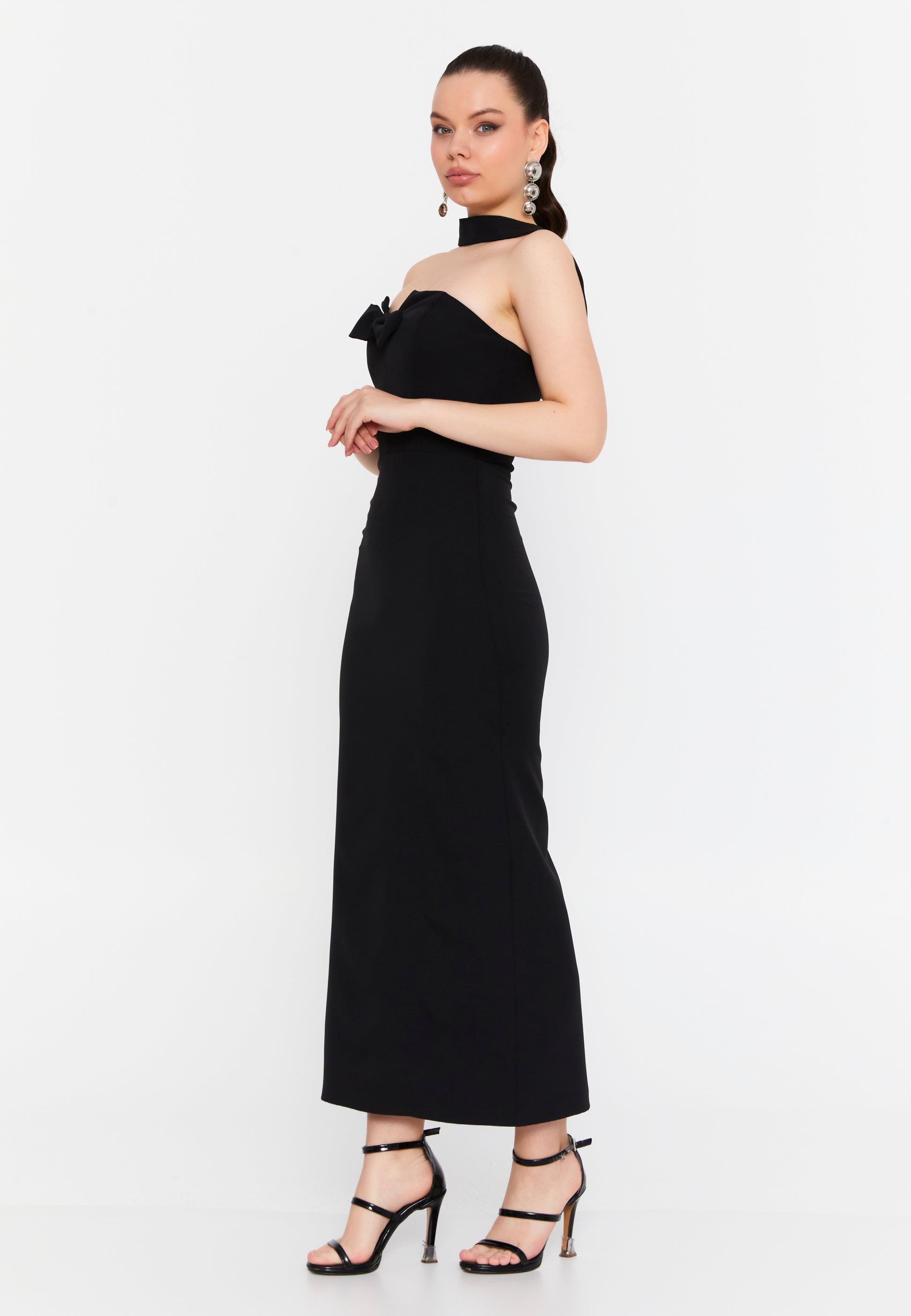Sleeveless Maxi Viscose Column Regular Evening Dress ale2380 - Evening Dress - Istanbul Fashion Center