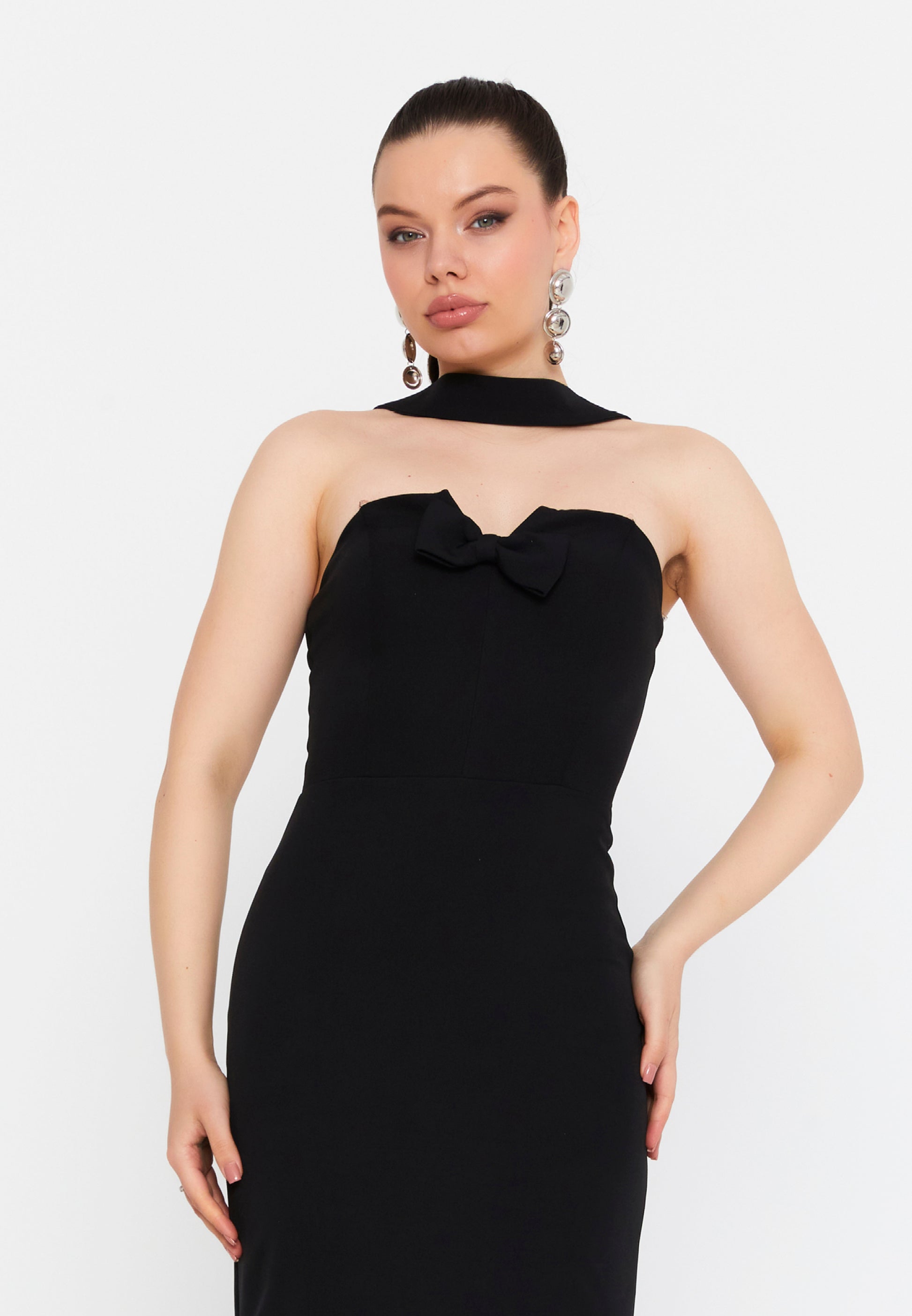 Sleeveless Maxi Viscose Column Regular Evening Dress ale2380 - Evening Dress - Istanbul Fashion Center