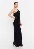 One Shoulder Maxi Polyester Column Regular Evening Dress ris2445 - Evening Dress - Istanbul Fashion Center