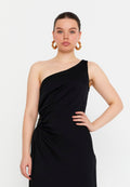 One Shoulder Maxi Polyester Column Regular Evening Dress ris2445 - Evening Dress - Istanbul Fashion Center