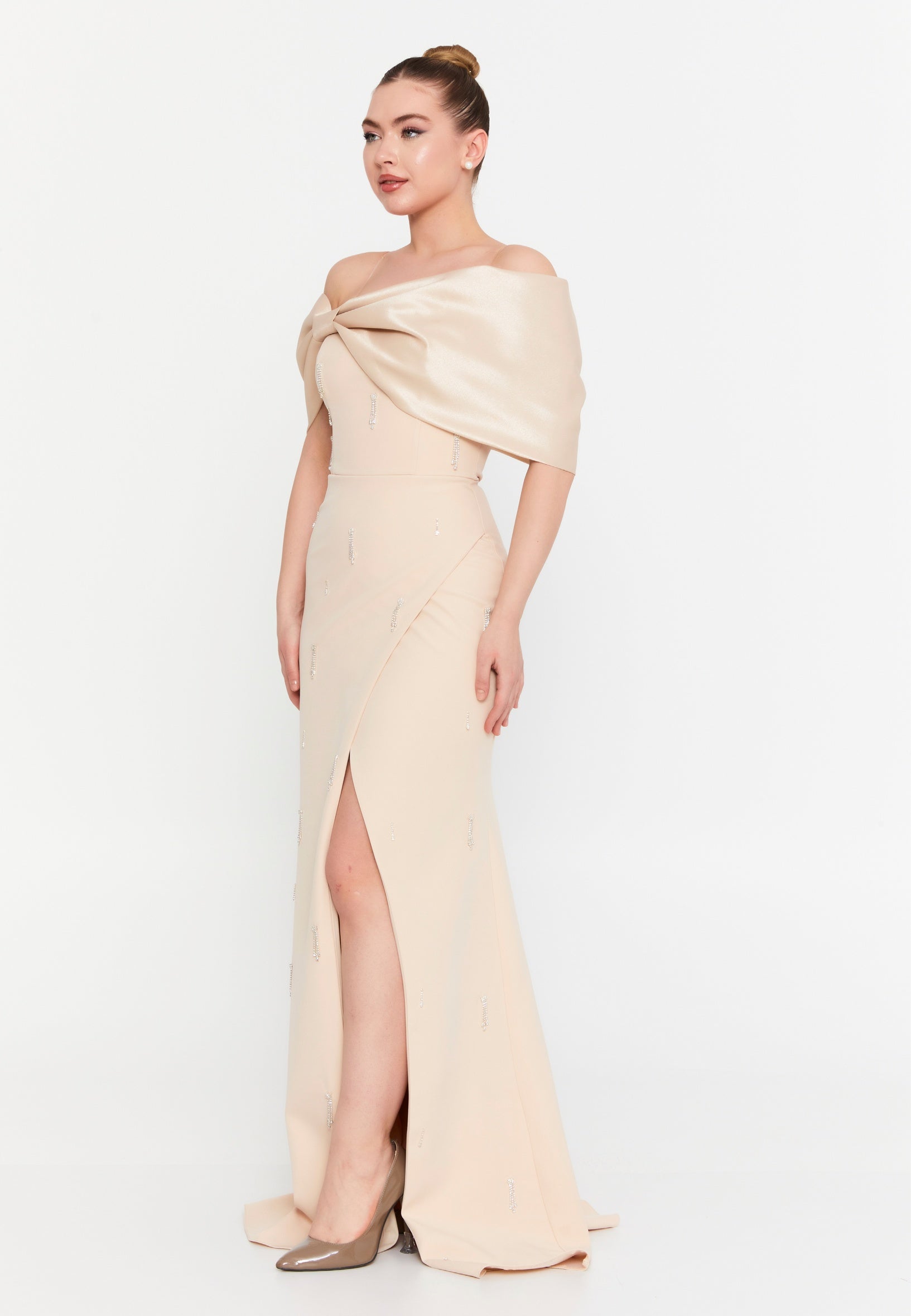 Off Shoulder Maxi Viscose Mermaid Regular Wedding Guest Dress hot5135 - Wedding Guest Dress - Istanbul Fashion Center