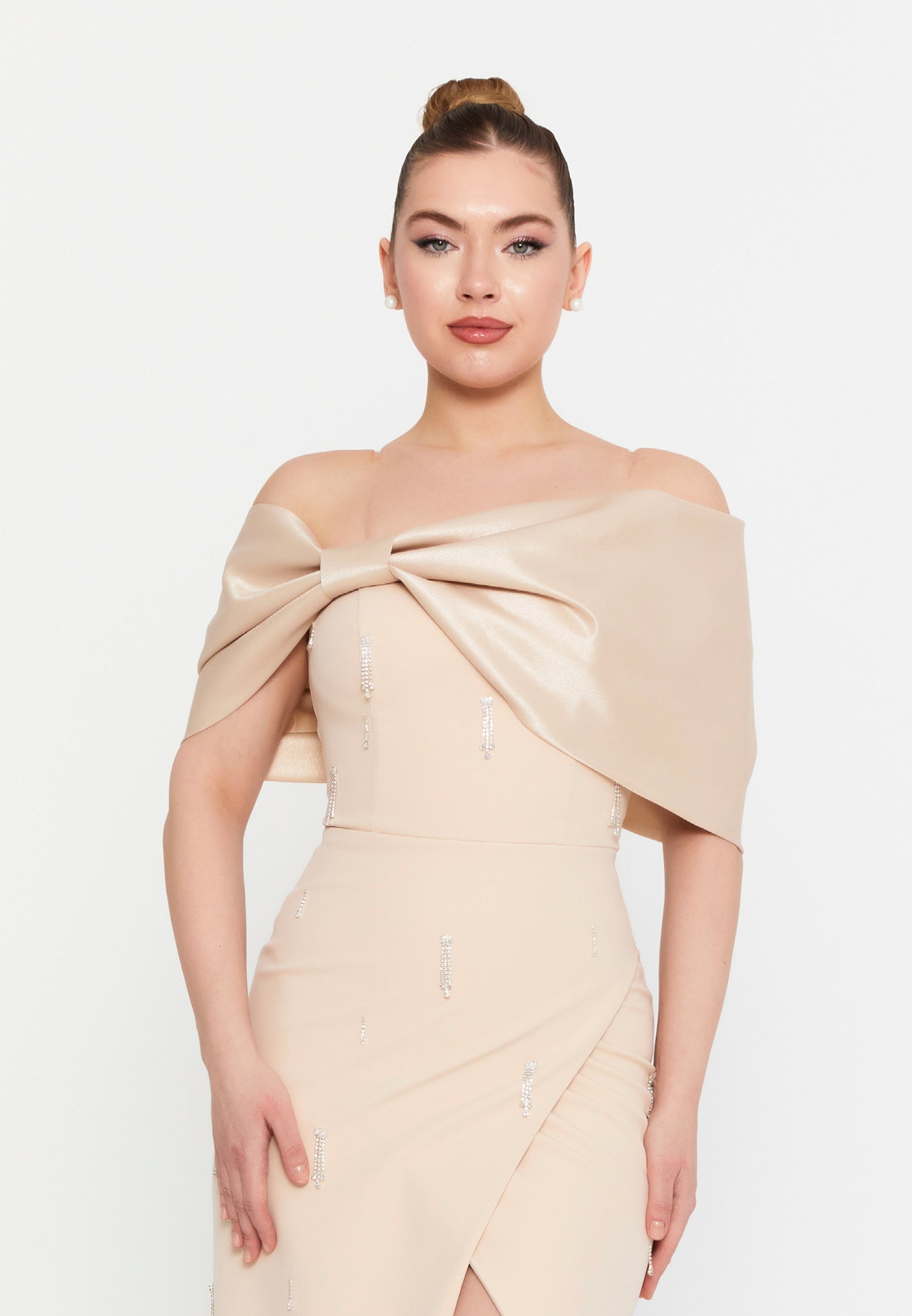 Off Shoulder Maxi Viscose Mermaid Regular Wedding Guest Dress hot5135 - Wedding Guest Dress - Istanbul Fashion Center