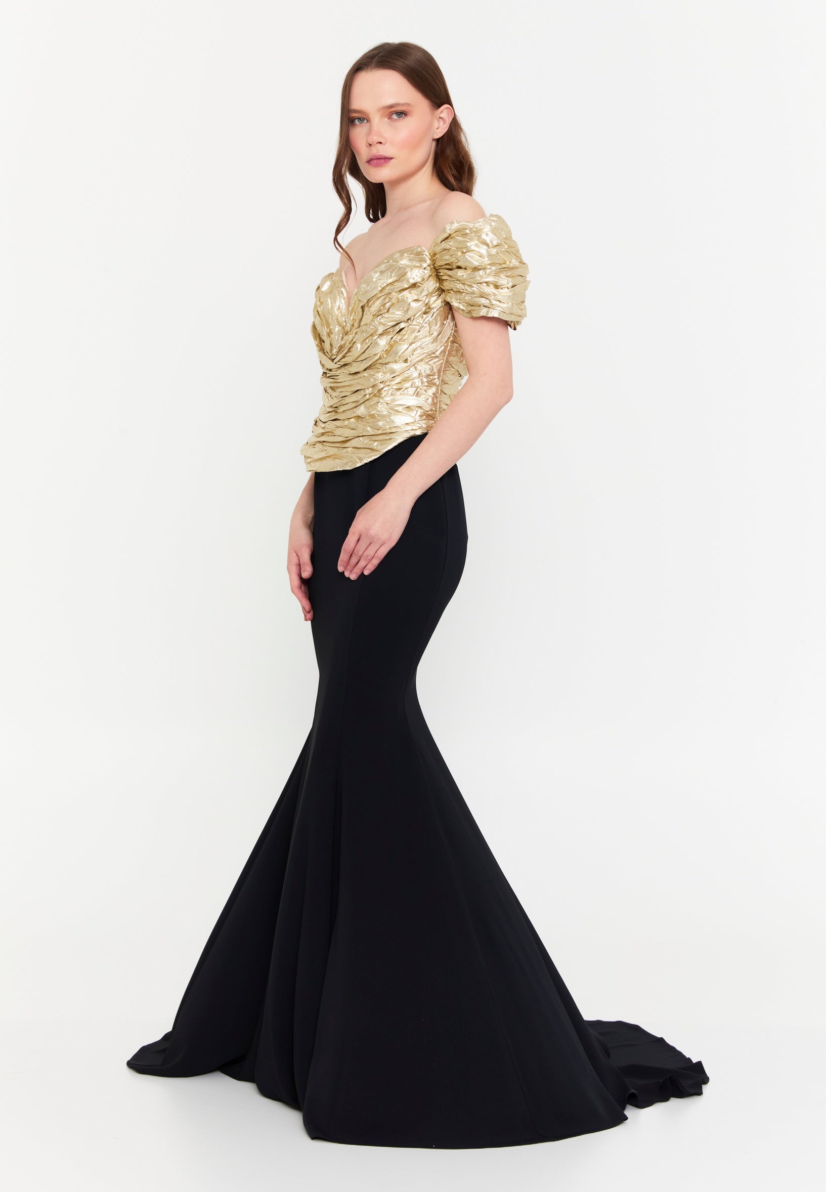 One Shoulder Maxi Viscose Mermaid Regular Evening Dress shwsw0197 - Evening Dress - Istanbul Fashion Center