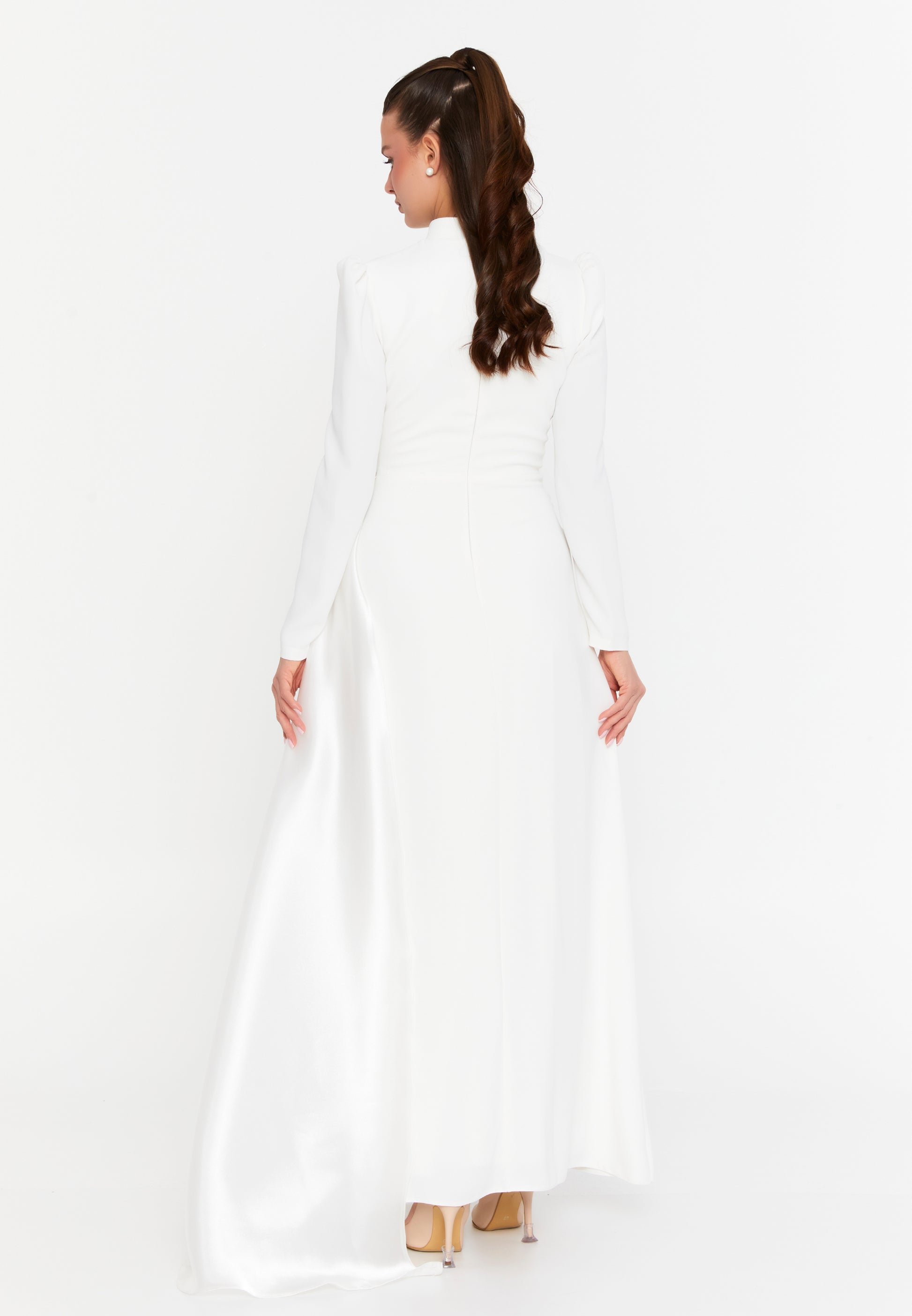 Long Sleeve Maxi Viscose Column Regular Wedding Guest Dress fvl7109 - Wedding Guest Dress - Istanbul Fashion Center