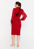 Long Sleeve Midi Polyester Column Regular Evening Dress ris2428 - Evening Dress - Istanbul Fashion Center