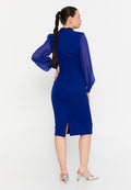 Long Sleeve Midi Polyester Column Regular Evening Dress ris2428 - Evening Dress - Istanbul Fashion Center