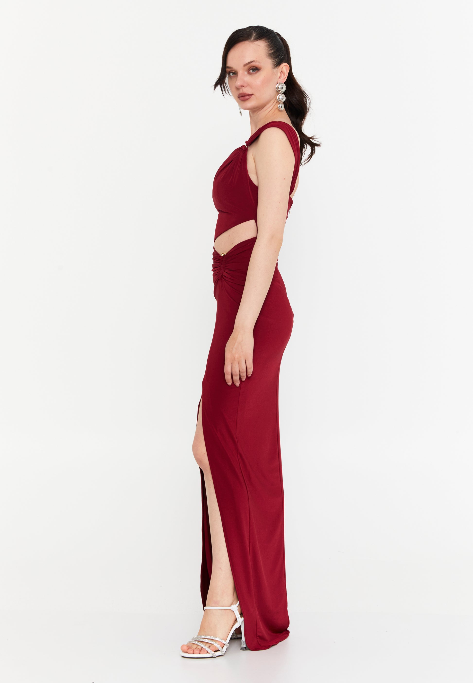 One Shoulder Maxi Lycra Column Regular Evening Dress drd7061 - Evening Dress - Istanbul Fashion Center