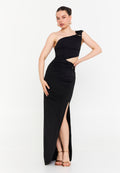 One Shoulder Maxi Lycra Column Regular Evening Dress drd7061 - Evening Dress - Istanbul Fashion Center