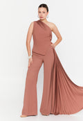 One Shoulder Viscose Regular Fit Regular Evening Jumpsuit ren6297 - Evening Jumpsuit - Istanbul Fashion Center