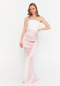 Strapless Maxi Satin Mermaid Regular Wedding Guest Dress ale2386 - Wedding Guest Dress - Istanbul Fashion Center