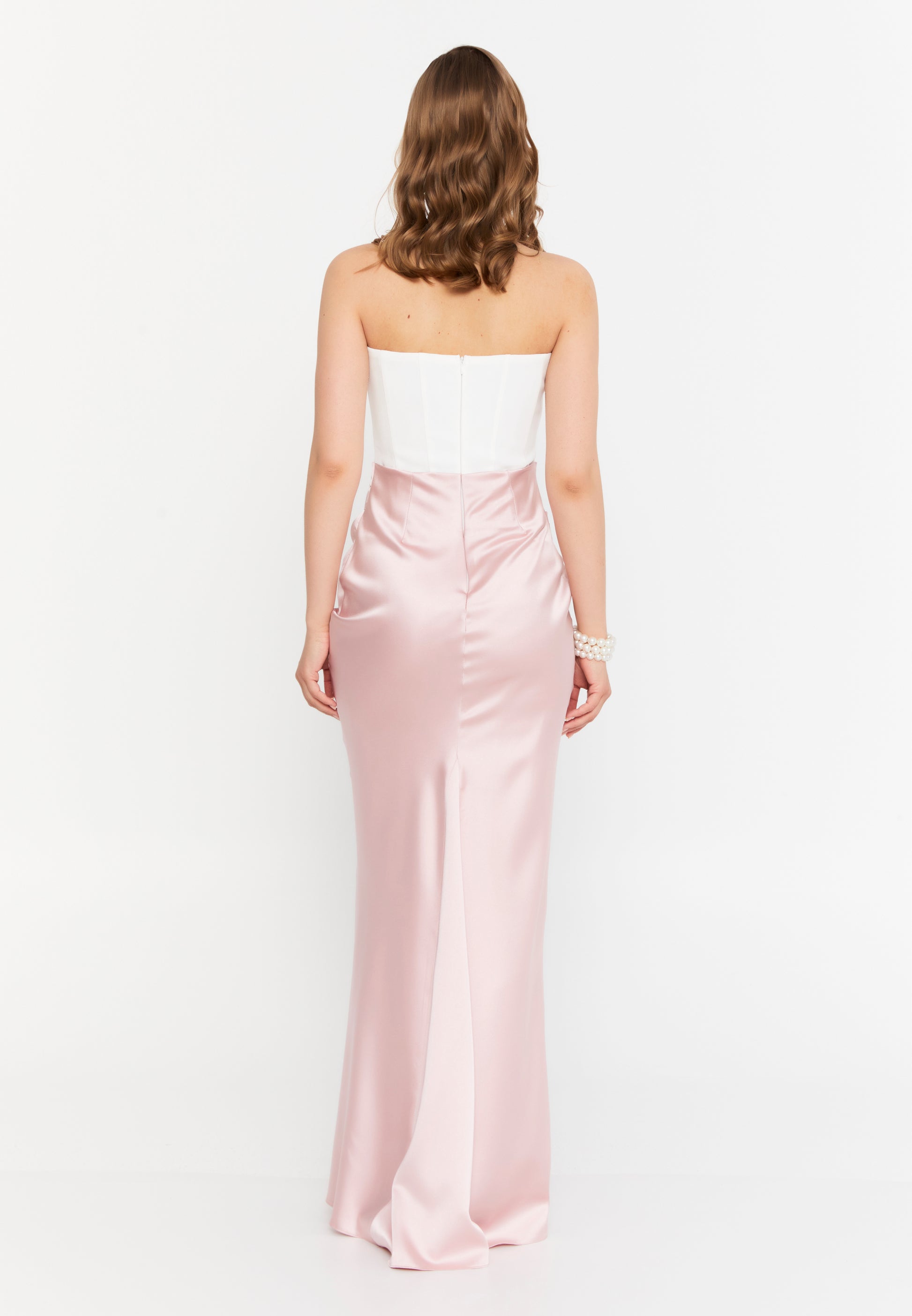 Strapless Maxi Satin Mermaid Regular Wedding Guest Dress ale2386 - Wedding Guest Dress - Istanbul Fashion Center