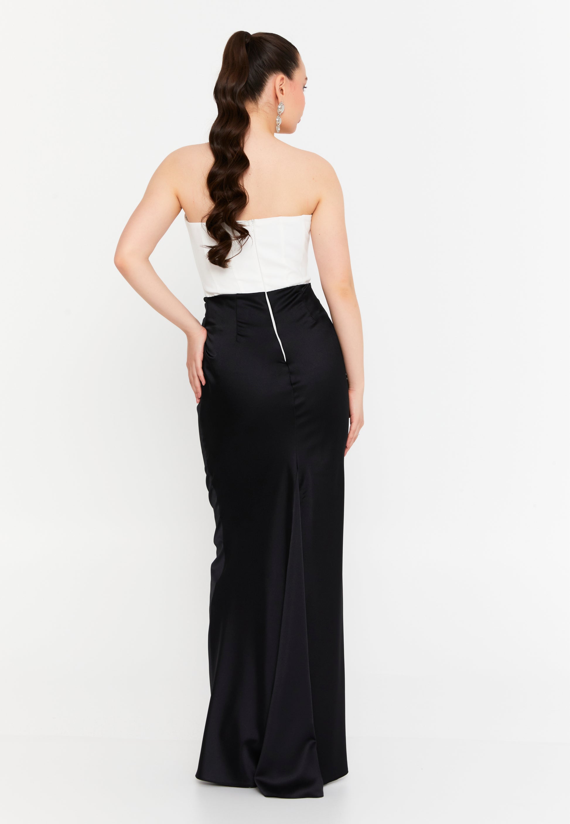 Strapless Maxi Satin Mermaid Regular Wedding Guest Dress ale2386 - Wedding Guest Dress - Istanbul Fashion Center