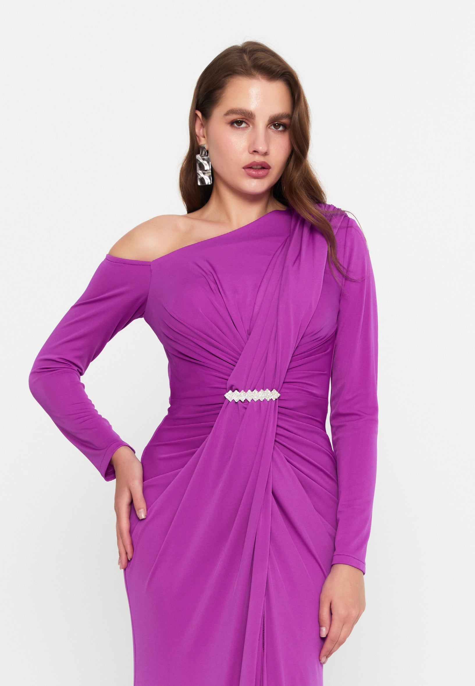 Long Sleeve Maxi Lycra Mermaid Regular Wedding Guest Dress frc10008 - Wedding Guest Dress - Istanbul Fashion Center