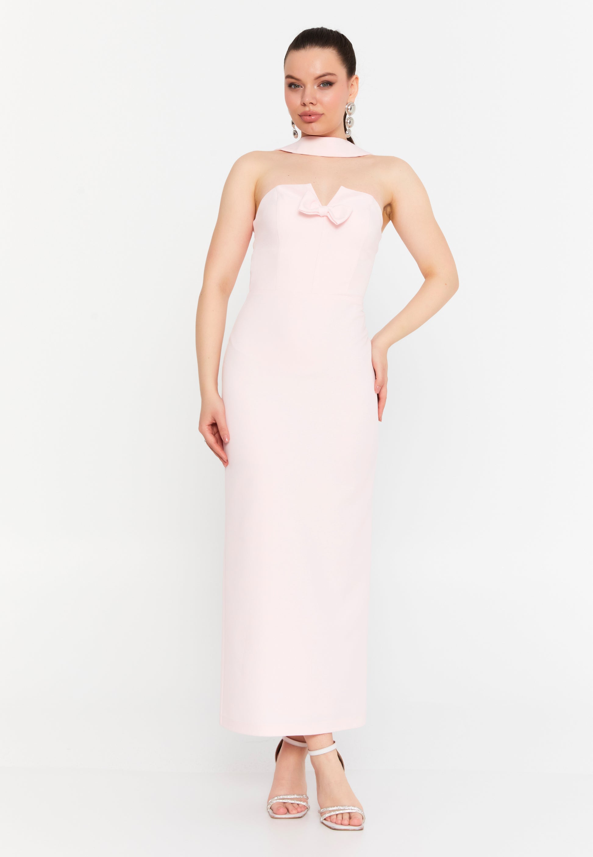Sleeveless Maxi Viscose Column Regular Evening Dress ale2380 - Evening Dress - Istanbul Fashion Center