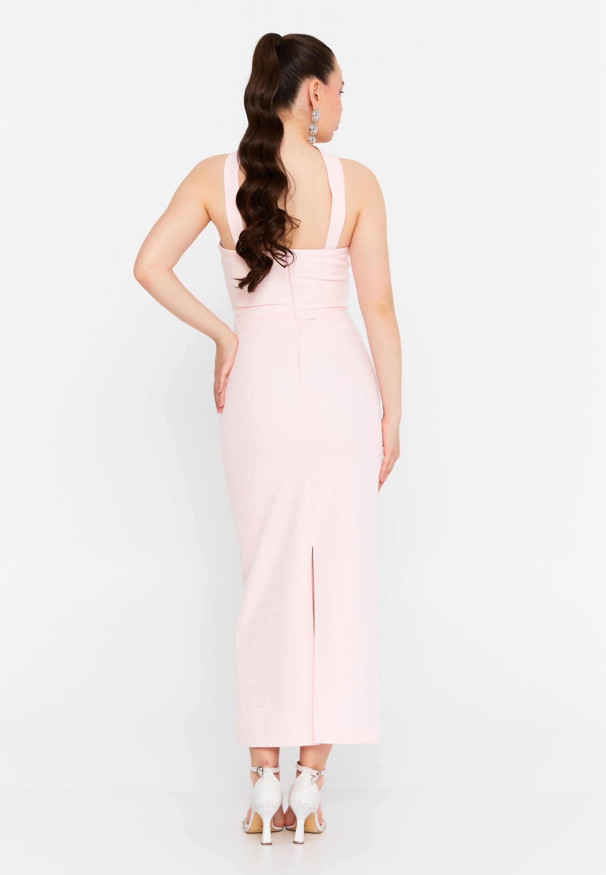 Sleeveless Maxi Viscose Column Regular Evening Dress ale2380 - Evening Dress - Istanbul Fashion Center