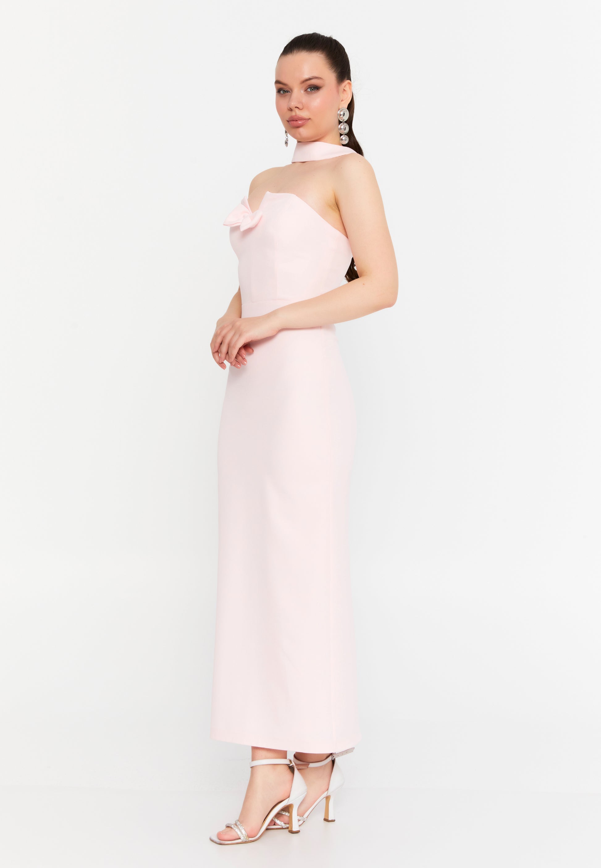 Sleeveless Maxi Viscose Column Regular Evening Dress ale2380 - Evening Dress - Istanbul Fashion Center