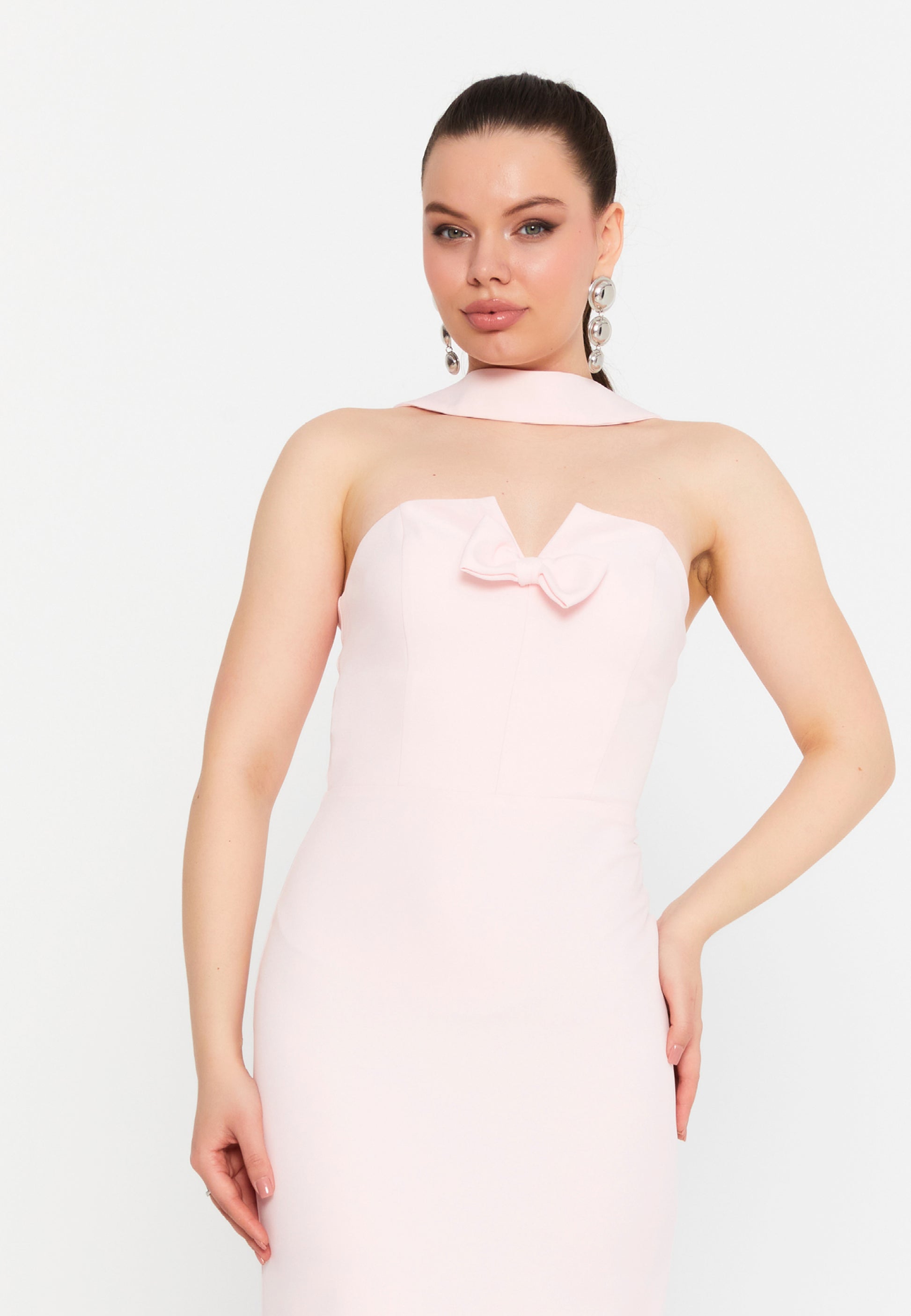 Sleeveless Maxi Viscose Column Regular Evening Dress ale2380 - Evening Dress - Istanbul Fashion Center