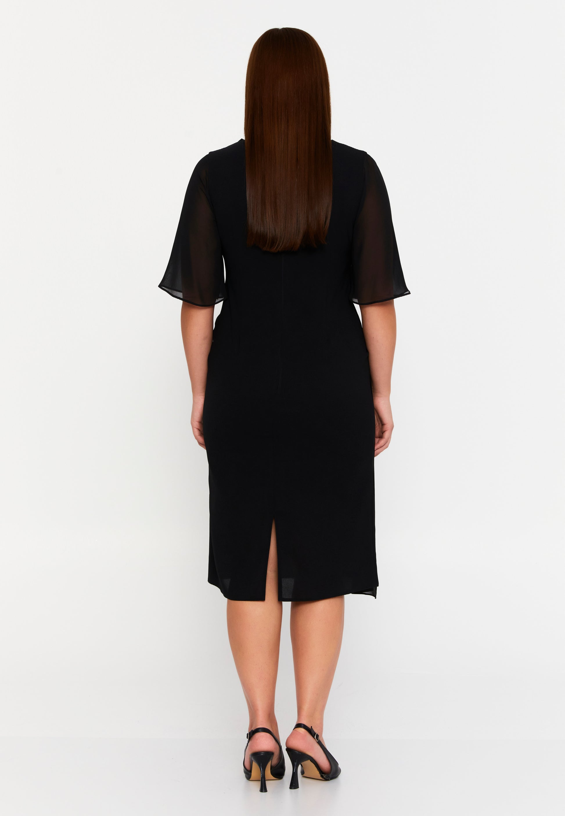 Mid-Length Midi Chiffon Column Plus Size Evening Dress chs105 - Evening Dress - Istanbul Fashion Center