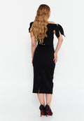 Sleeveless Midi Viscose Column Regular Evening Dress lrs25y3575 - Evening Dress - Istanbul Fashion Center