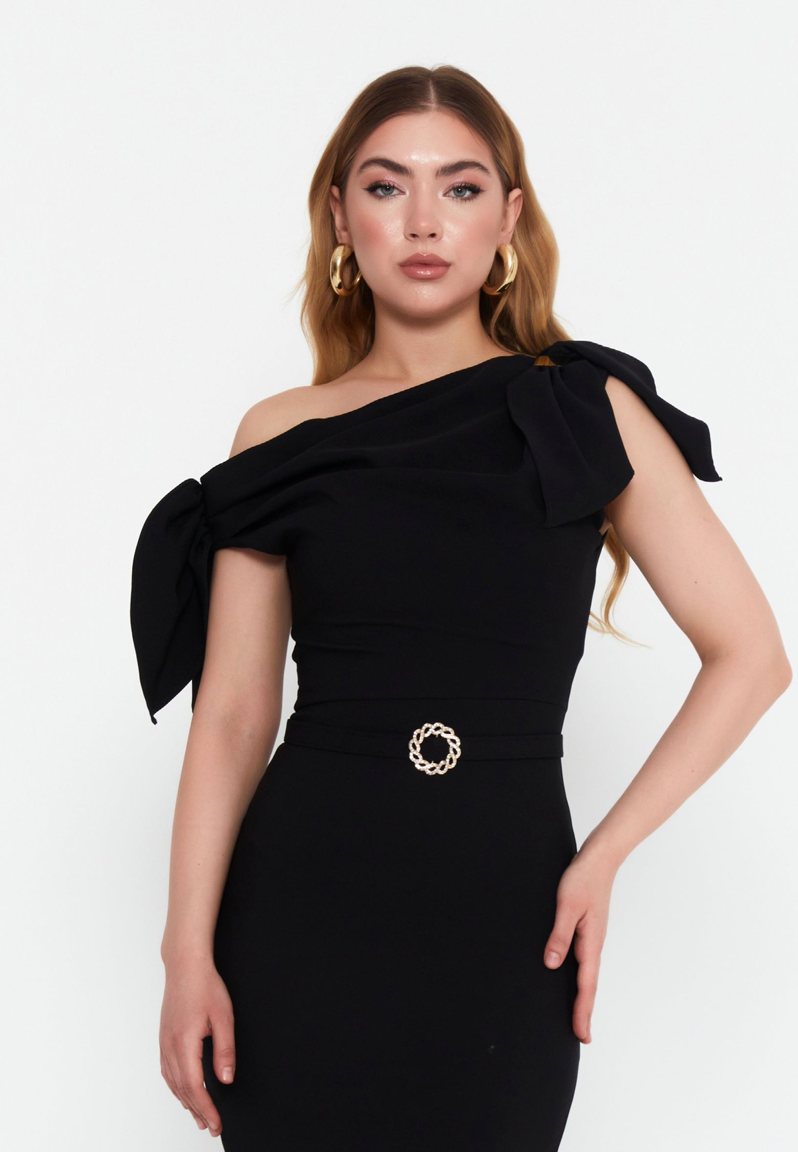 Sleeveless Midi Viscose Column Regular Evening Dress lrs25y3575 - Evening Dress - Istanbul Fashion Center