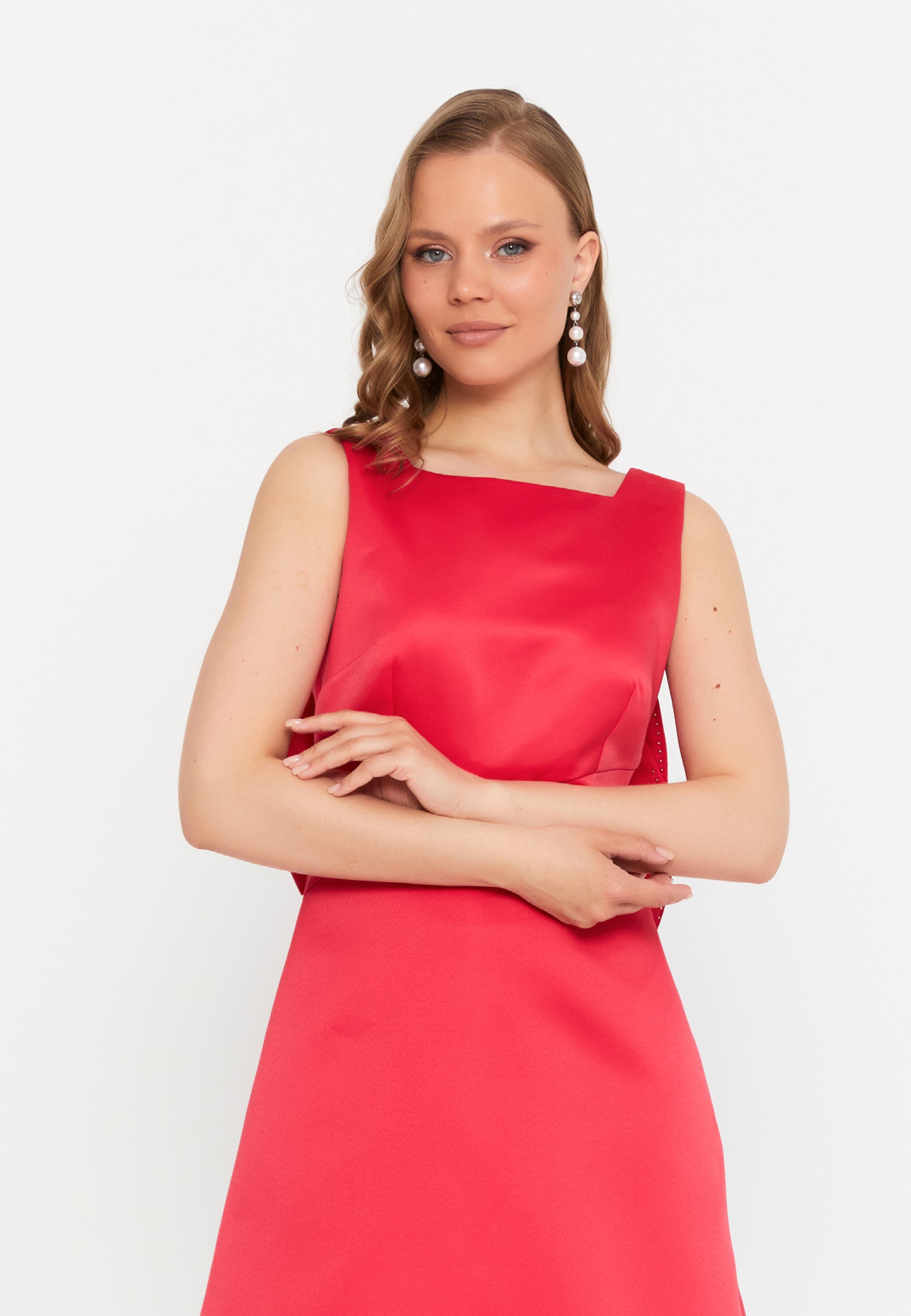 Sleeveless Mini Viscose Column Regular Cocktail Dress ale2389 - Cocktail Dress - Istanbul Fashion Center