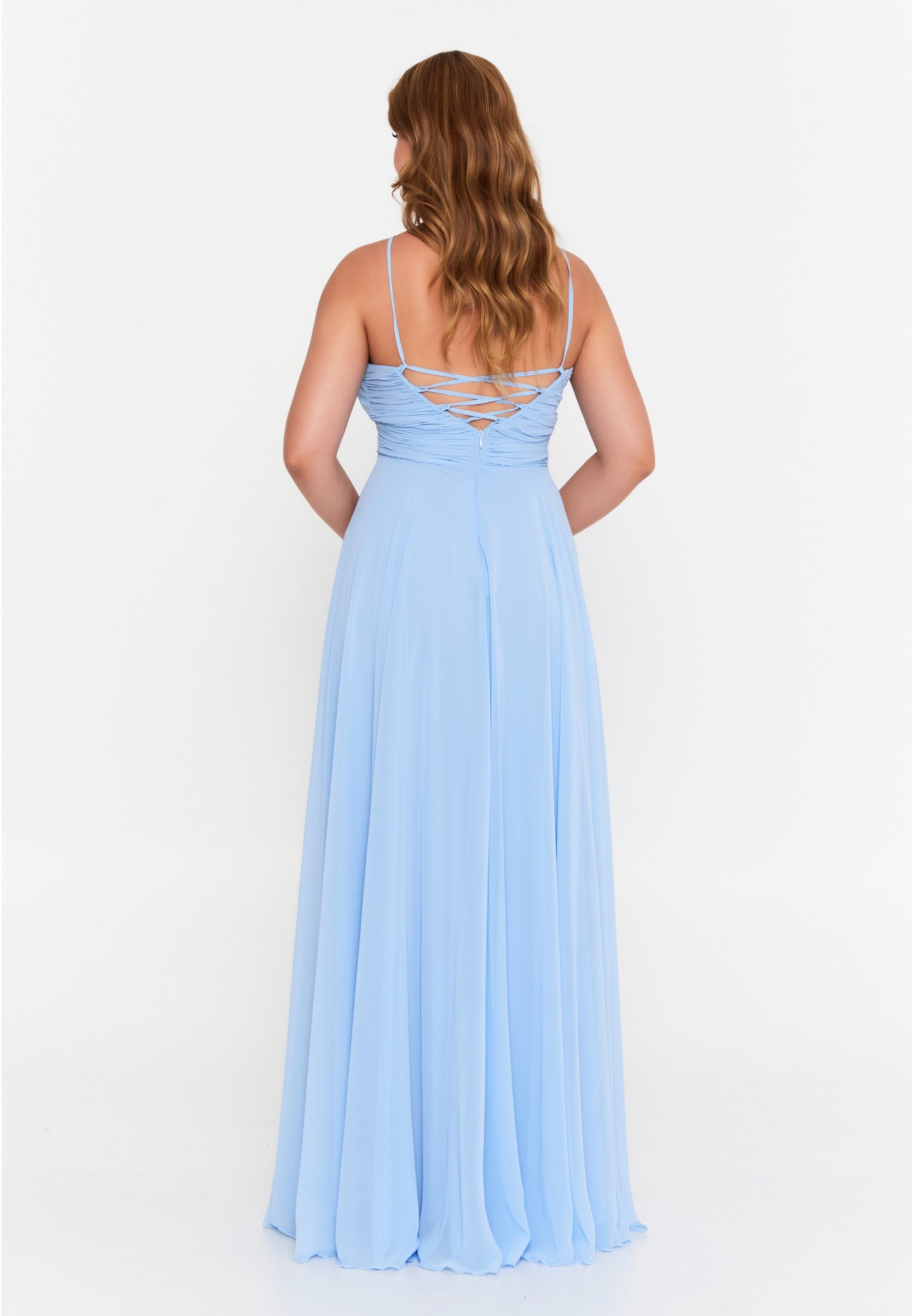 Sleeveless Maxi Chiffon Column Regular Evening Dress drd7076 - Evening Dress - Istanbul Fashion Center