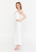 Sleeveless Midi Crepe Column Regular Evening Dress ale2420 - Evening Dress - Istanbul Fashion Center