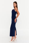 Sleeveless Midi Crepe Column Regular Evening Dress ale2420 - Evening Dress - Istanbul Fashion Center