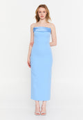 Sleeveless Midi Crepe Column Regular Evening Dress ale2420 - Evening Dress - Istanbul Fashion Center