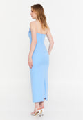 Sleeveless Midi Crepe Column Regular Evening Dress ale2420 - Evening Dress - Istanbul Fashion Center