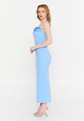 Sleeveless Midi Crepe Column Regular Evening Dress ale2420 - Evening Dress - Istanbul Fashion Center